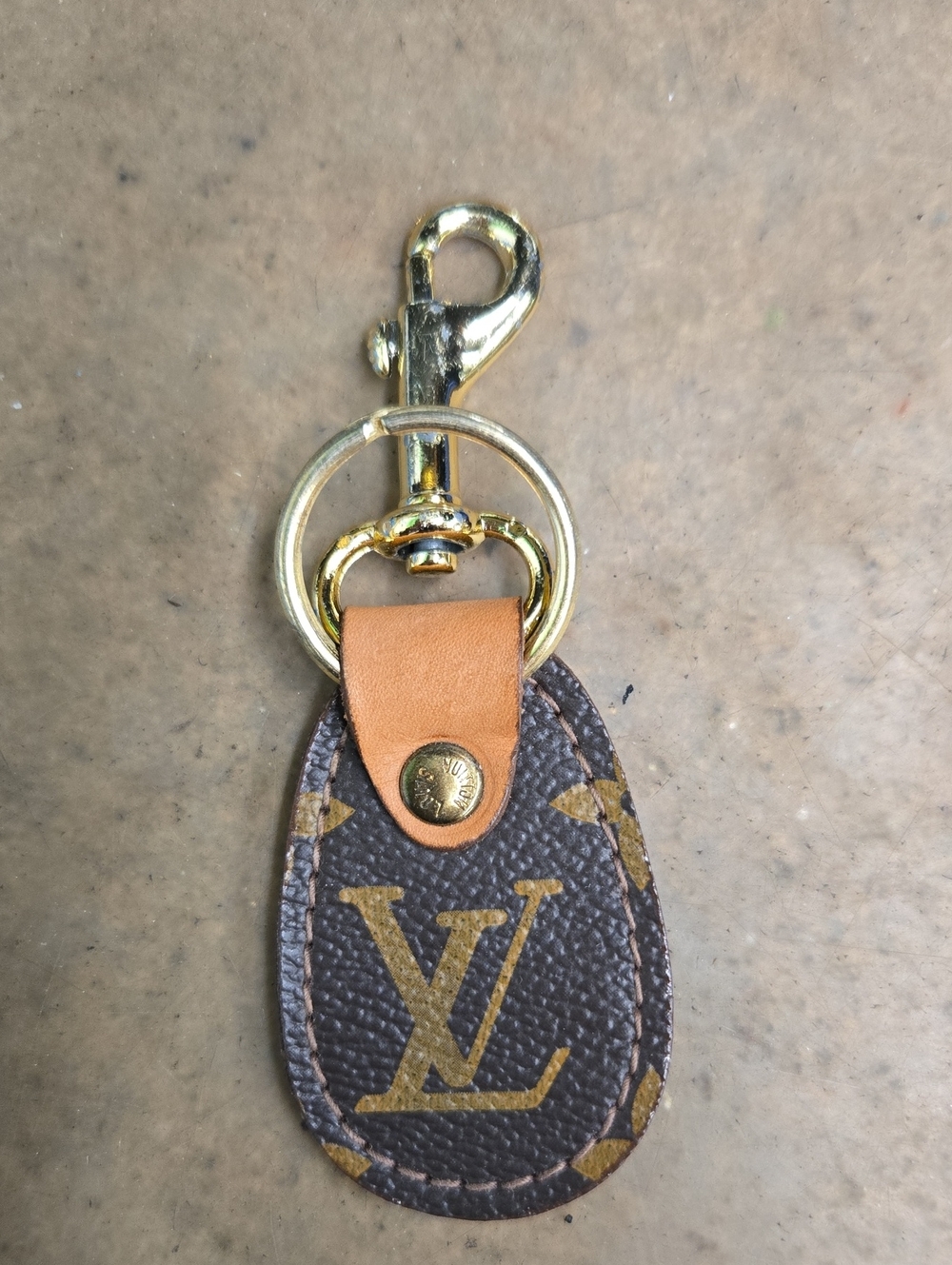 Louis Vuitton Brown Monogram Key Holder with Tan Strap and Gold Hardware